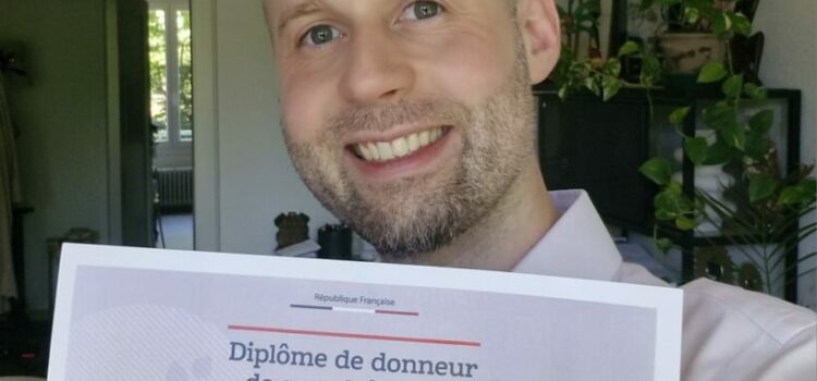 Diplôme de donneur de sang bénévole